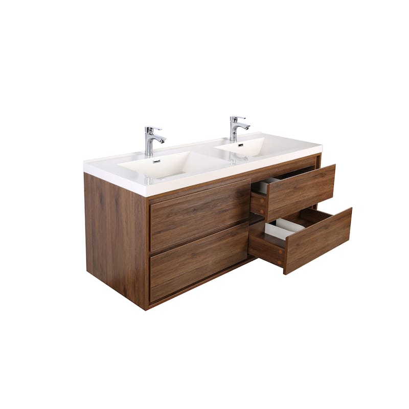 Sage 48" wall mounted bathroom vanity with double basin acrylic top