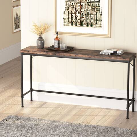Narrow Console Table, Extra Long Industrial Sofa Table Hallway Table for Entryway