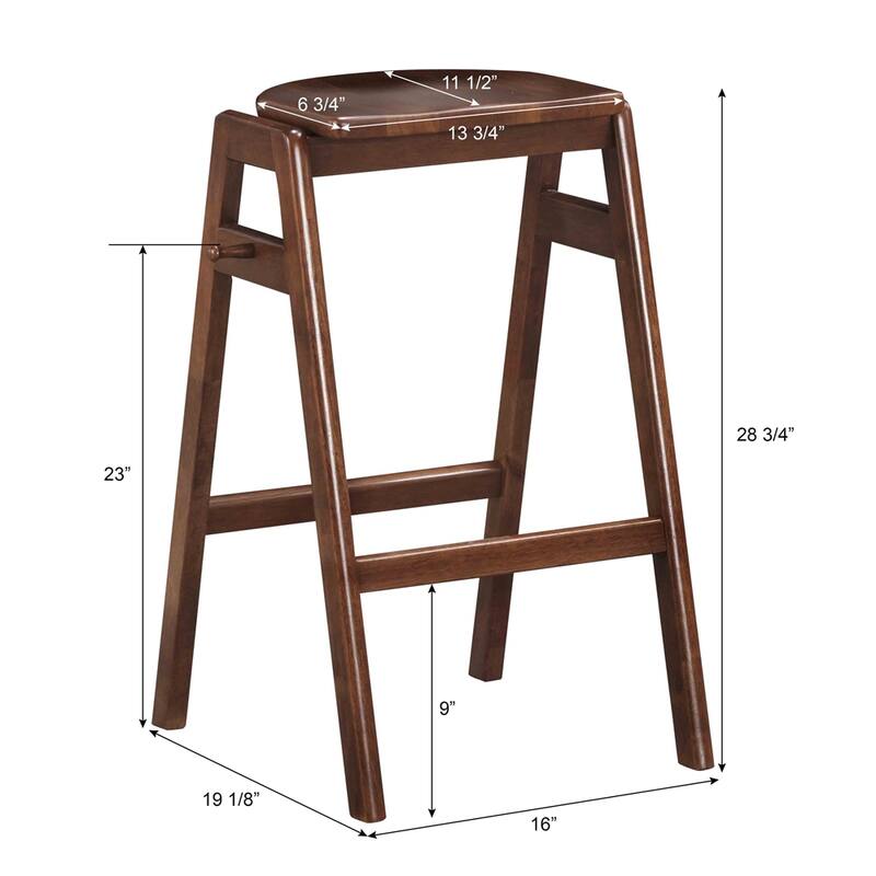 Mid-Century Modern Wood Stackable Barstools,Set of 2