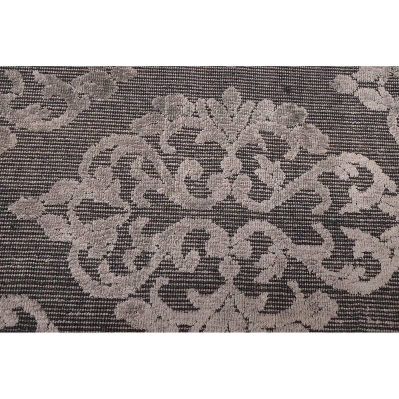 ECARPETGALLERY Hand Loomed Elysian Dark Grey Viscose, Wool Rug - 6'7 x 10'0