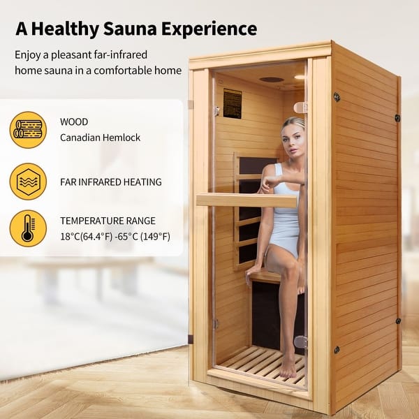 YIBEICO 1 Person Far Infrared Sauna, Indoor Sauna, Canadian Hemlock