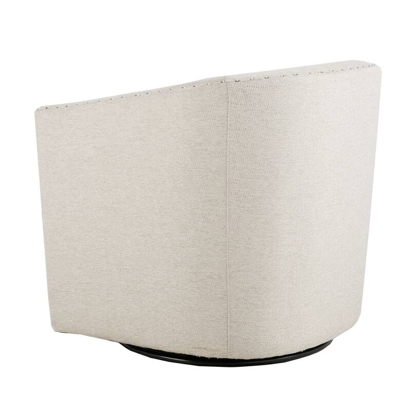 Madison Park Tyler Upholstered Swivel Barrel Chair with Nailheads