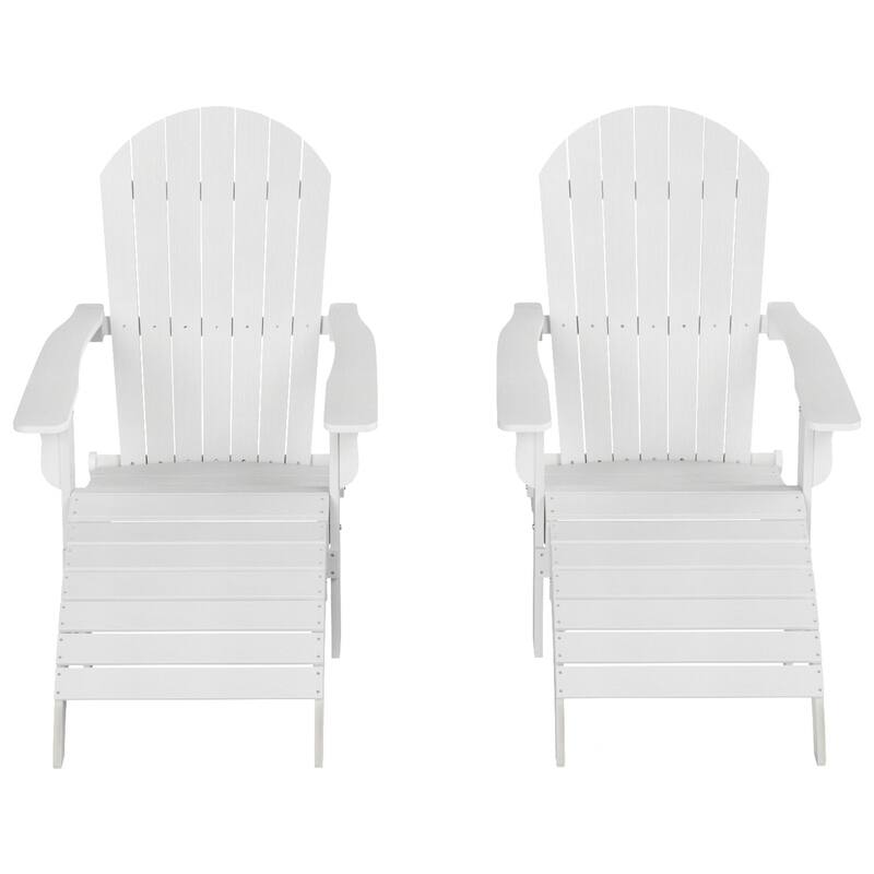 Vineyard HIPS Outdoor Folding Eco-Friendly All Weather Seashell Adirondack Chairs with Ottomans (4-Piece Set)