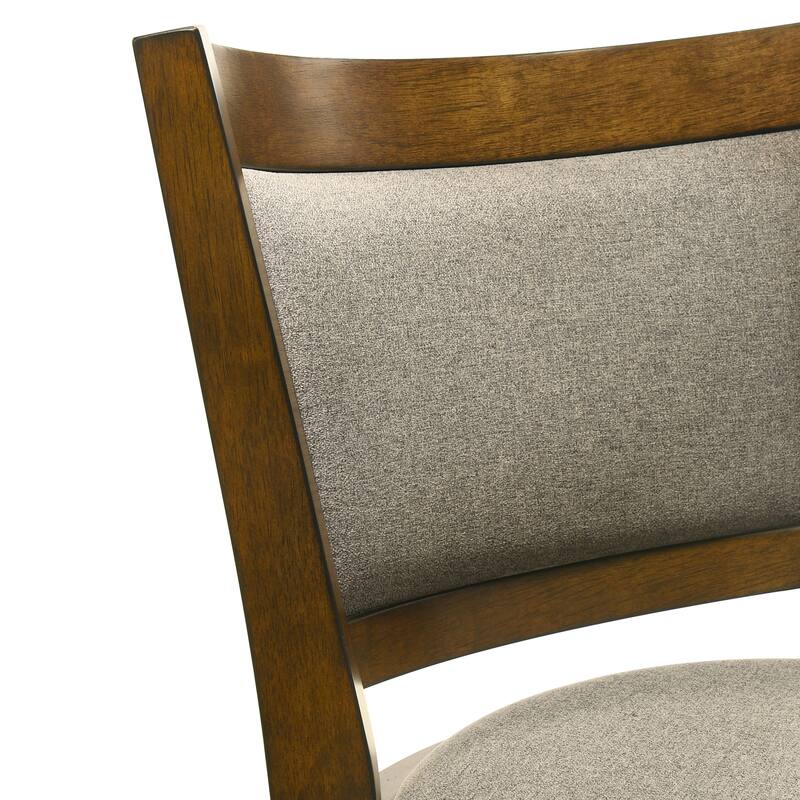 Aiden Modern Farmhouse Swivel Wood Counter Height Kitchen Bar Stool in Sepia Brown Finish with Fabric Upholstered Seat