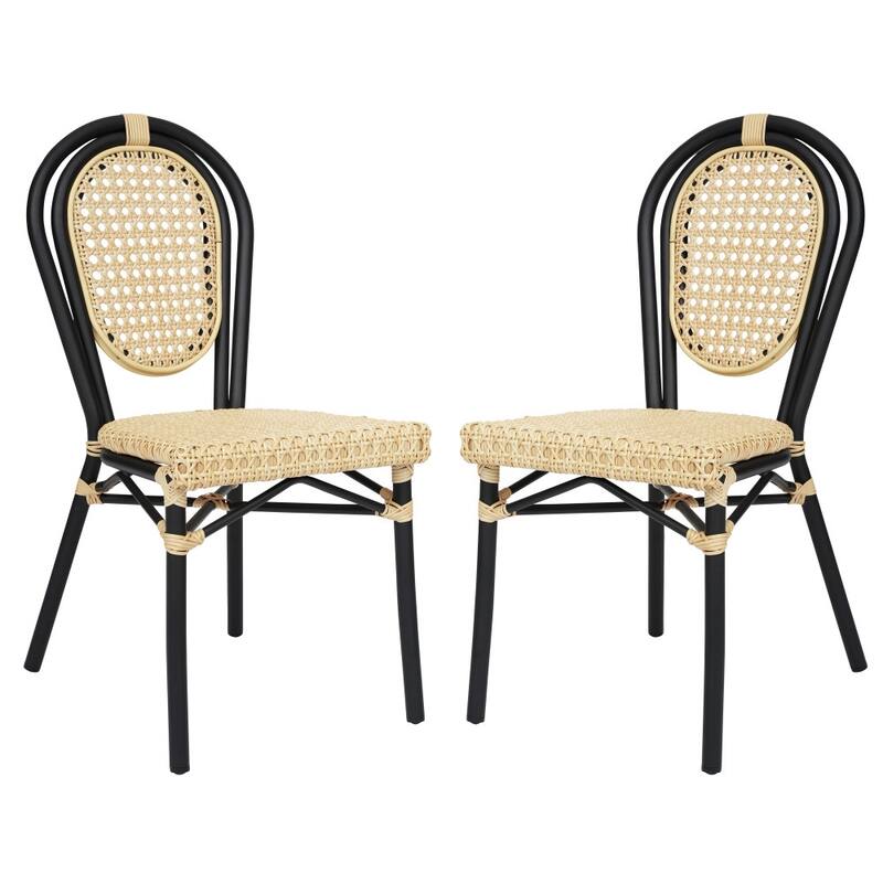 2 Pack All-Weather Commercial Paris Chairs with Metal Frames