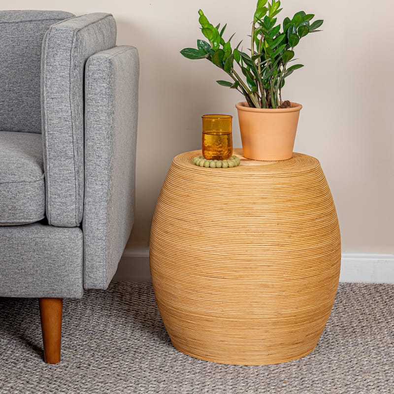 Rattan Accent Table - 18.1"L x 18.1"W x 18.1"H - Natural