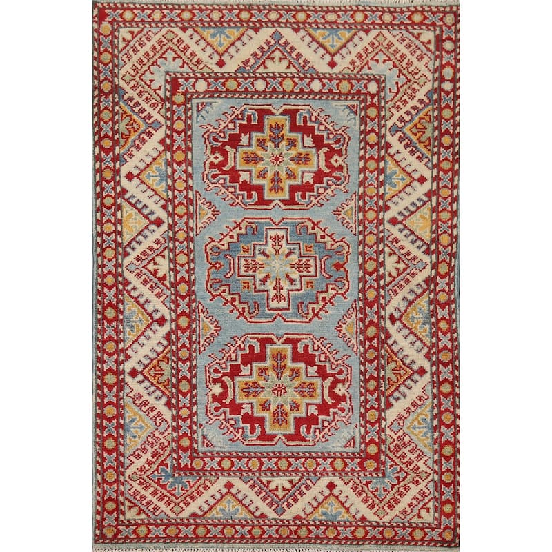 Kazak Foyer Rug Wool Hand-Knotted Wool Carpet - 2'10" x 4'3"