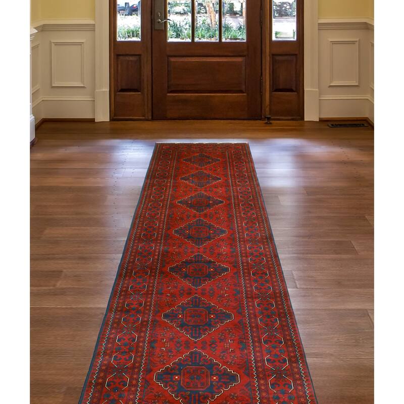 Khamyab Tatiana Red/Navy Runner - 3'0" x 12'8"