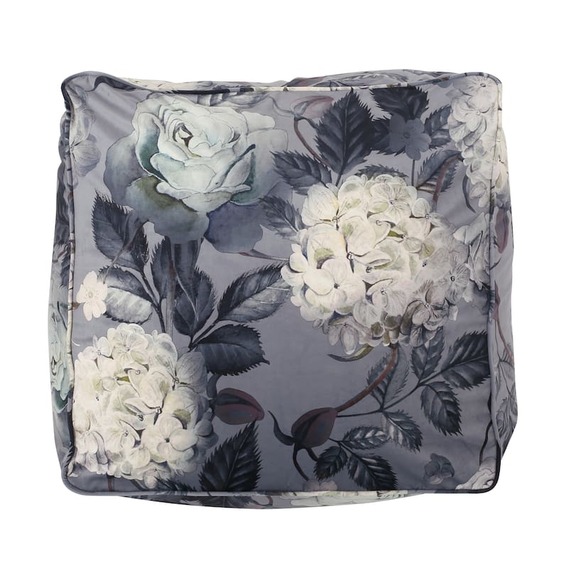 Reigle Traditional Medium Fabric Flower Print Cube Pouf by Christopher Knight Home