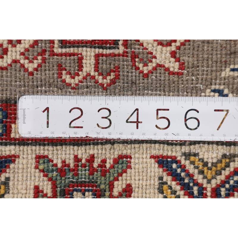 Grey Traditional Kazak Accent Rug Hand-Knotted Wool Carpet - 2'8" x 3'11"