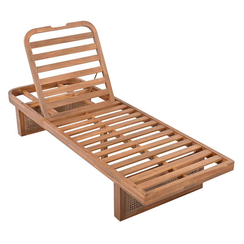 Christopher Knight Home - Alarice Acacia Wood Reclining Outdoor Lounge Chair with PE Rattan Accents and Plush Cushion