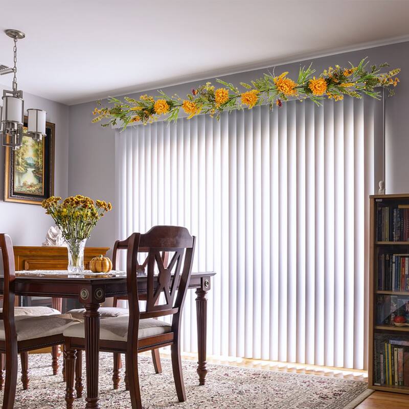 5' x 10" Orange Peony Artificial Fall Harvest Garland, Unlit