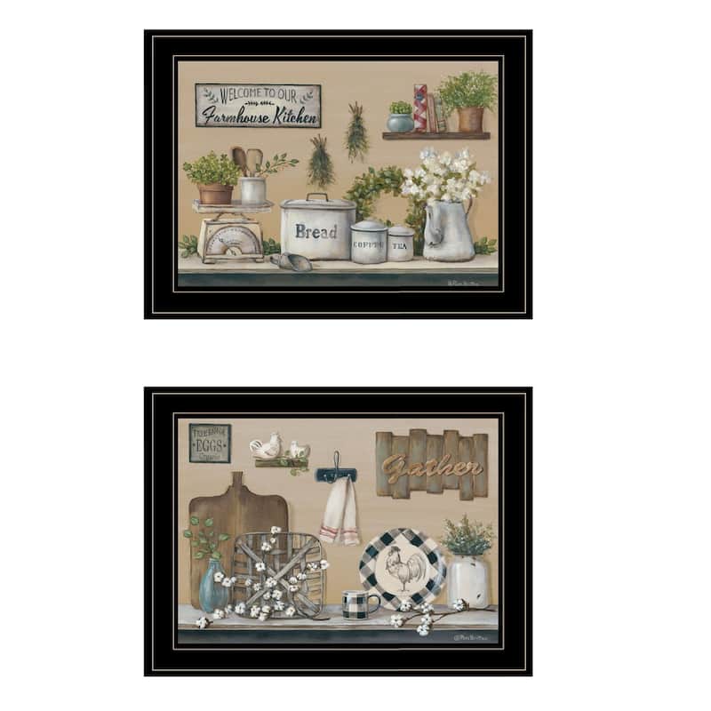 TrendyDecor4U Farmhouse "Farmhouse Kitchen" Framed Print Wall Art by Pam Britton - Brown