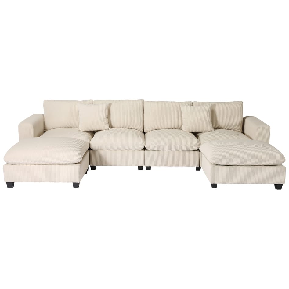 Hamilton 6-Piece Corduroy Upholstered Modular Sectional with USB Port