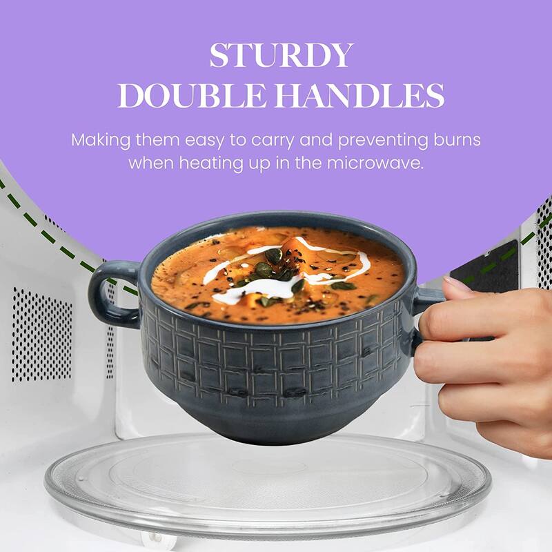 American Atelier Glazed Soup Bowls with Handles Set of 4 - 16 oz.