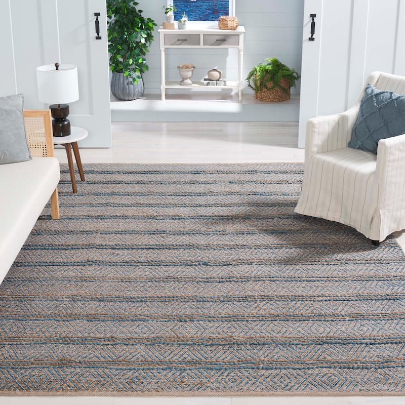 SAFAVIEH Handmade Cape Cod Sigune Jute Rug - 8' x 10' - Navy/Natural