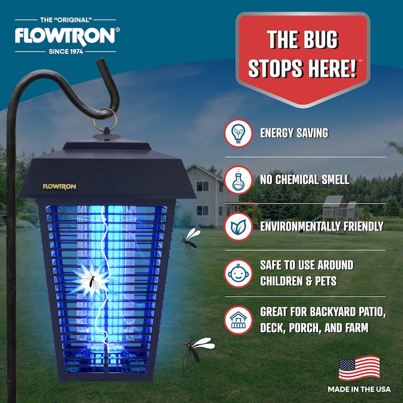 Flowtron Bug Zapper, Mosquito Zapper with 1 Acre of Coverage, Bulb & 5600V Killing Grid