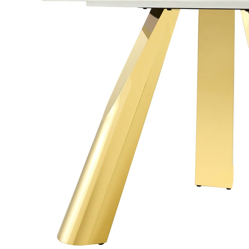 Round Dining Table, Kitchen Table with Stainless Steel Legs, Round Coffee Table Bistro Table for Dining Room