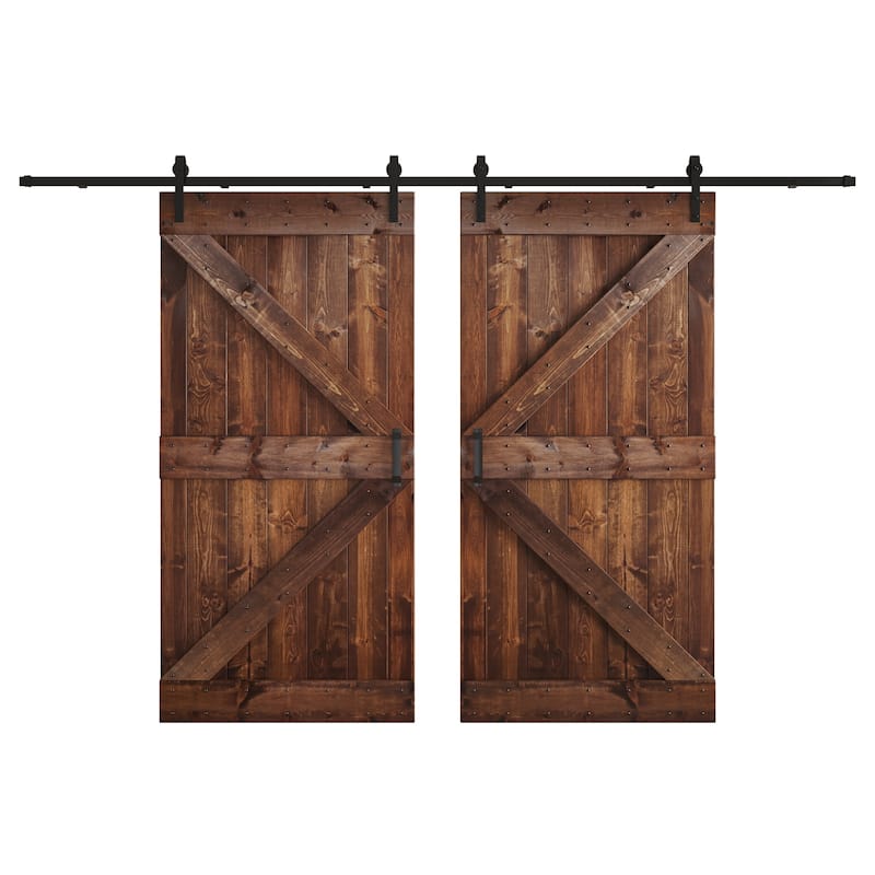 Coast Sequoia 48in/60in/72in/76in/84in x 84in K Series Pine Wood Double Sliding Barn Door With Hardware Kit