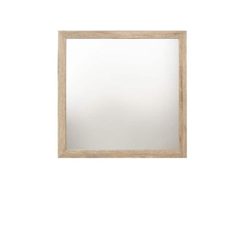HomeRoots 40" Natural Square Wood Framed Mounted Dresser Mirror - 40' X '40' X '1