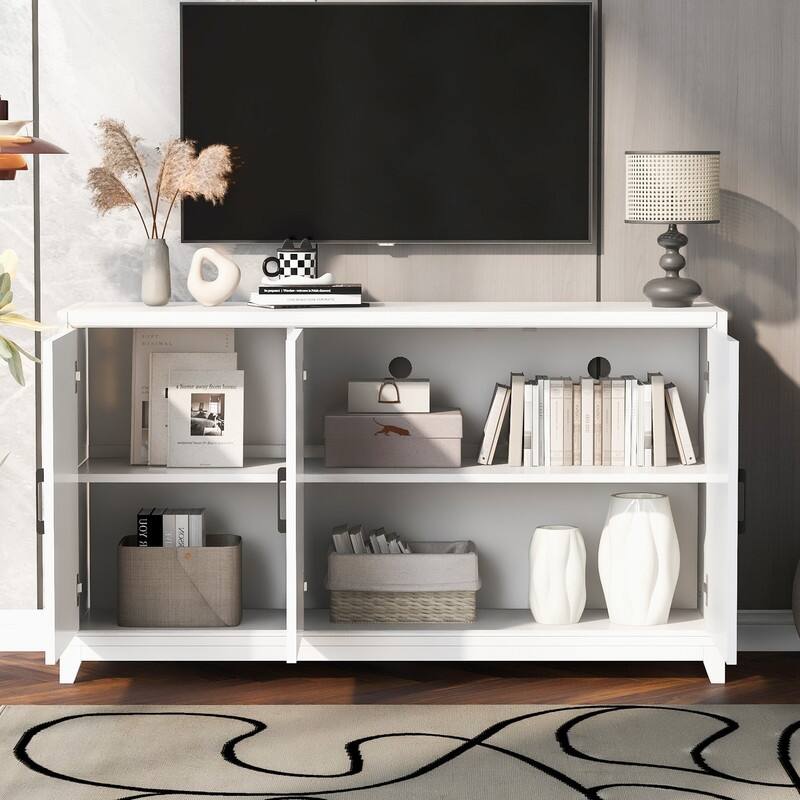 TV Stand for TVs up to 65 Inches, Modern Entertainment Center Media Console Cabinet with 2 Spacious Storage Space