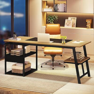 Computer Desk Office Executive Desk with Storage Shelves