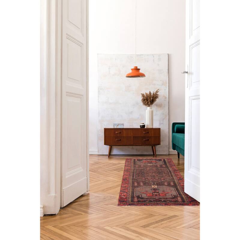 ECARPETGALLERY Hand-knotted Melis Vintage Black, Red Wool Rug - 3'9 x 9'1