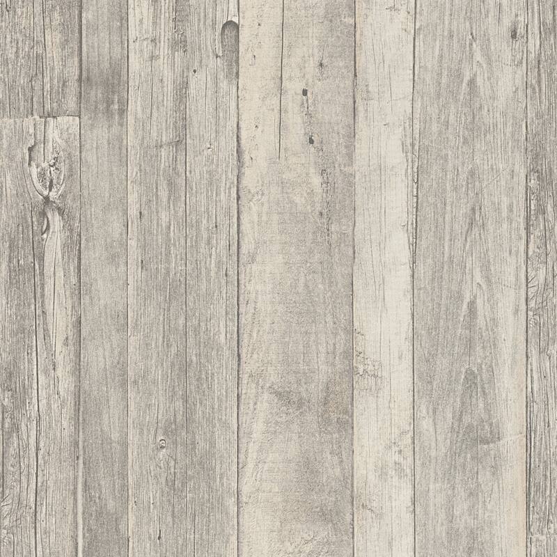 Galerie Wallcoverings Woods and Wicker Collection Reclaimed Wood Effect Matte Finish Vinyl on Non-woven Wallpaper Roll - 33-feet long x 21-inches wide - Grey