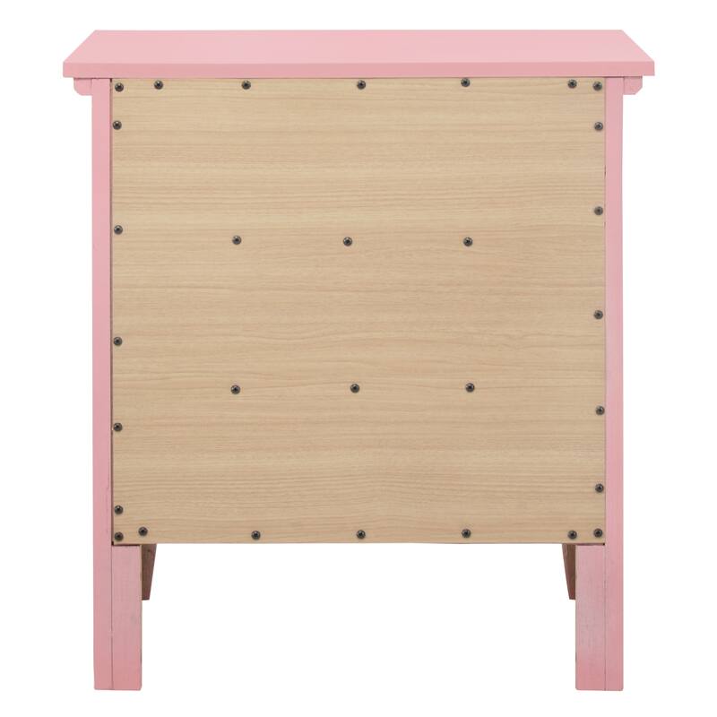 Charming Pink Nightstand with 3 Drawers - 26\