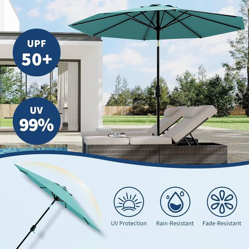 10 FT Outdoor Table Patio Umbrella, Waterproof UV Protection for Garden, Backyard, Poolside