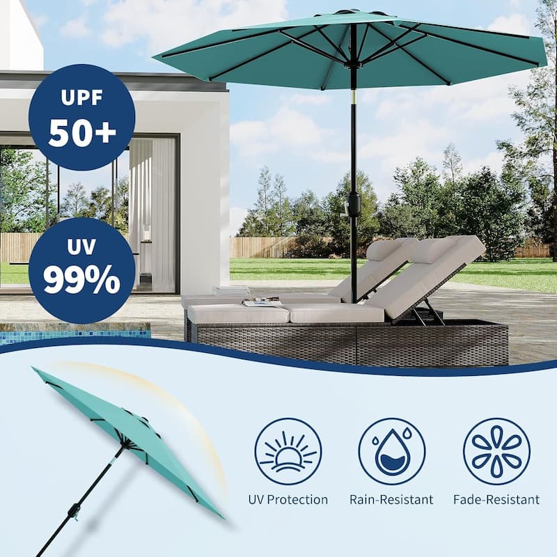 9 FT Outdoor Table Patio Umbrella, Waterproof UV Protection for Garden, Backyard, Poolside