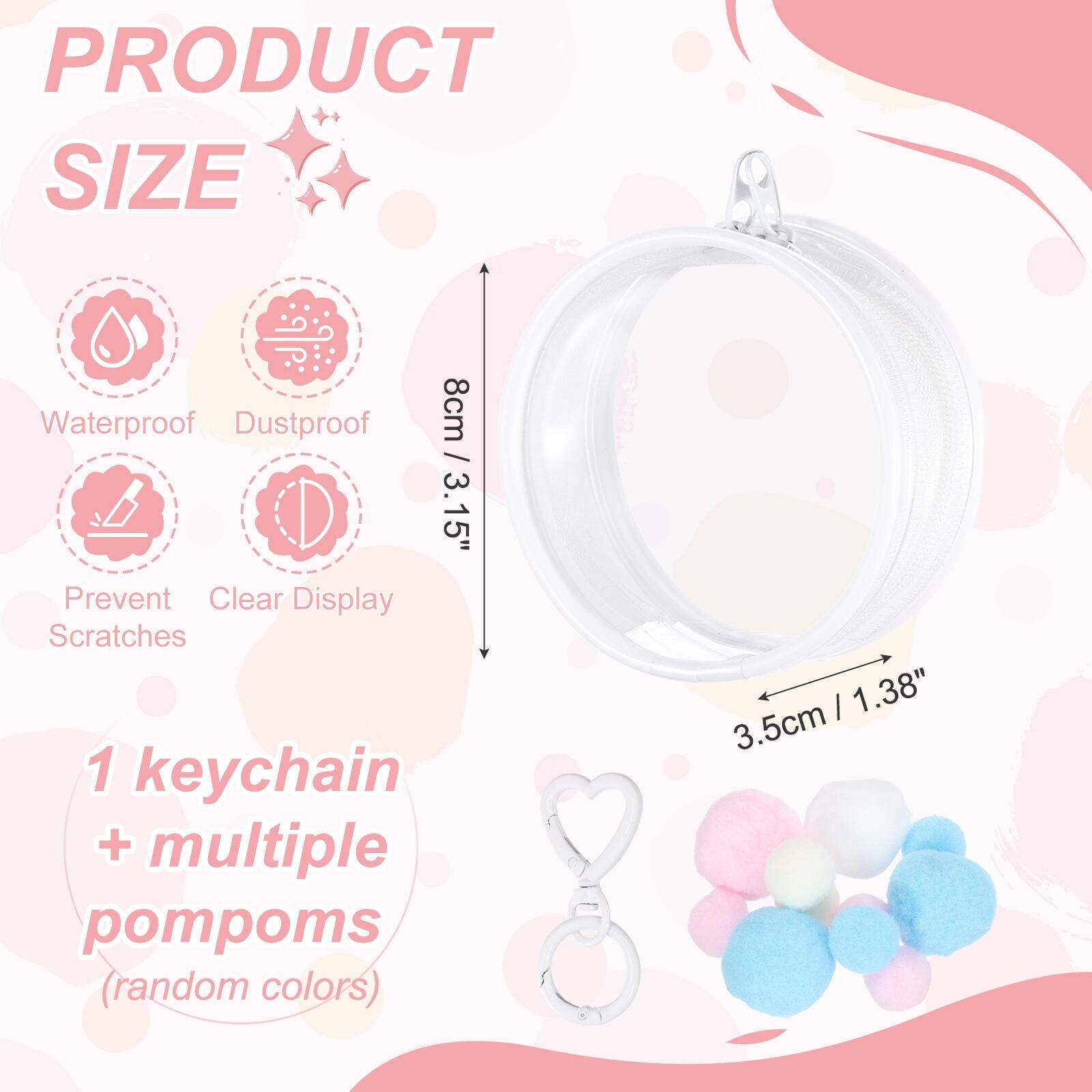 Clear Cosmetic Bag, Travel Makeup Bag with Heart Shape Clip Small Pouch Portable Cosmetic Pouch for Women Suitable