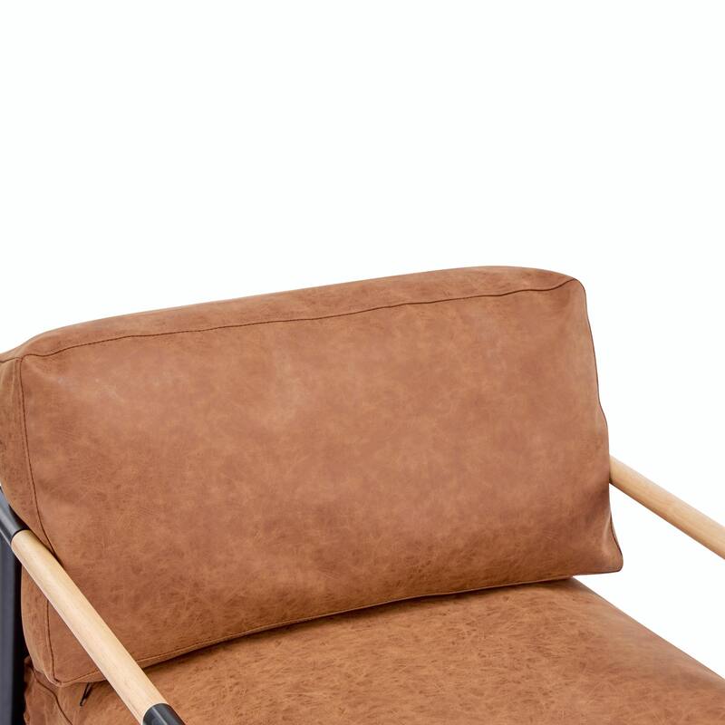 Minimalist Armchair - Soft Cushions, Wood/Metal Design, Compact