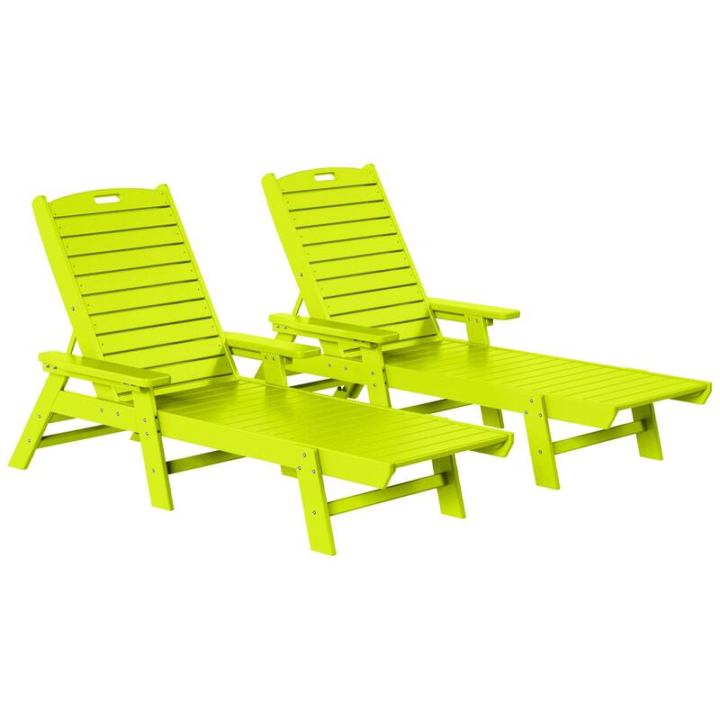Laguna Hdpe All Weather Outdoor Patio Pool Reclining Chaise Lounge (Set Of 2) - Lime Green