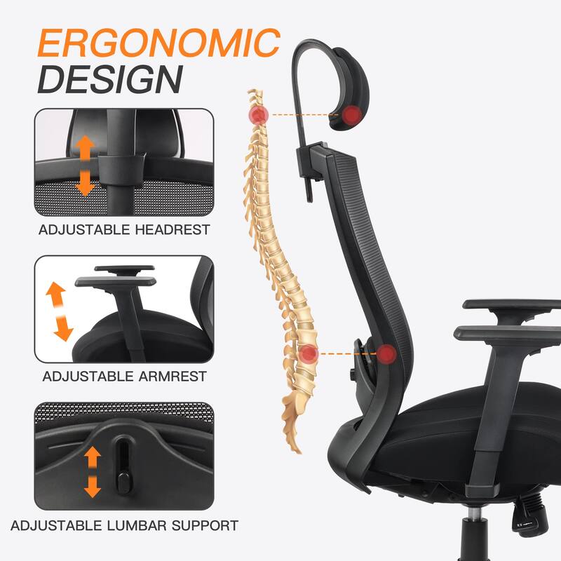 Big and Tall Office Chair for Heavy People 400lb, Heavy Duty Ergonomic