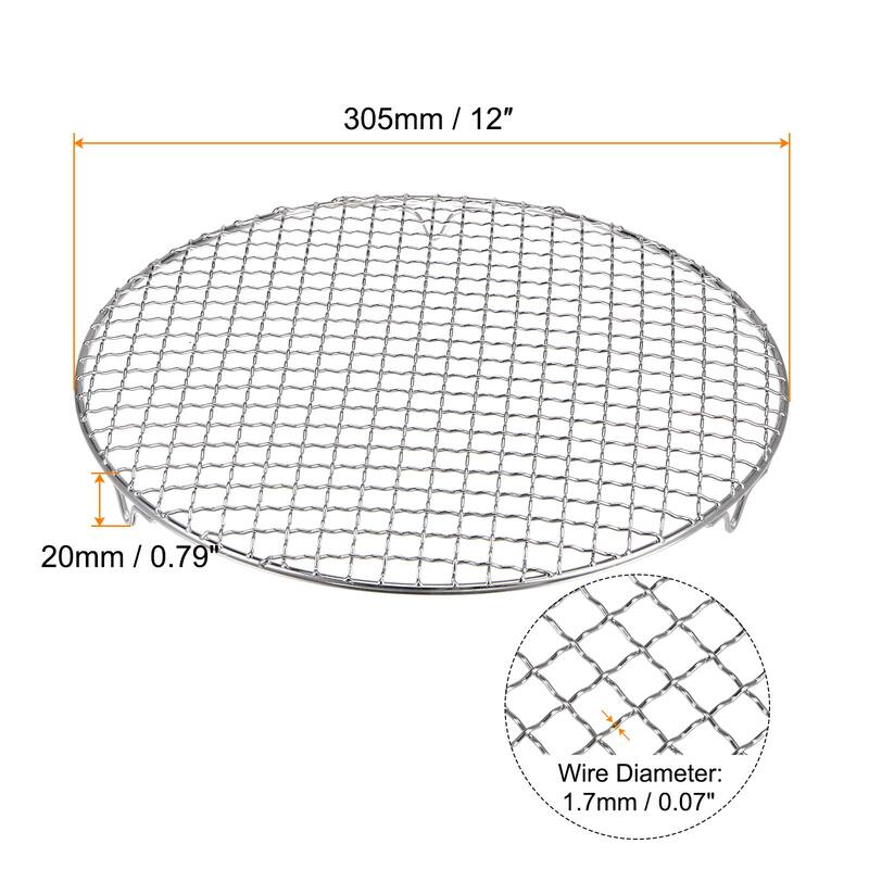Round Cooking Rack 12-inch Stainless Steel Cross Wire Barbecue Grill with Legs - Silver