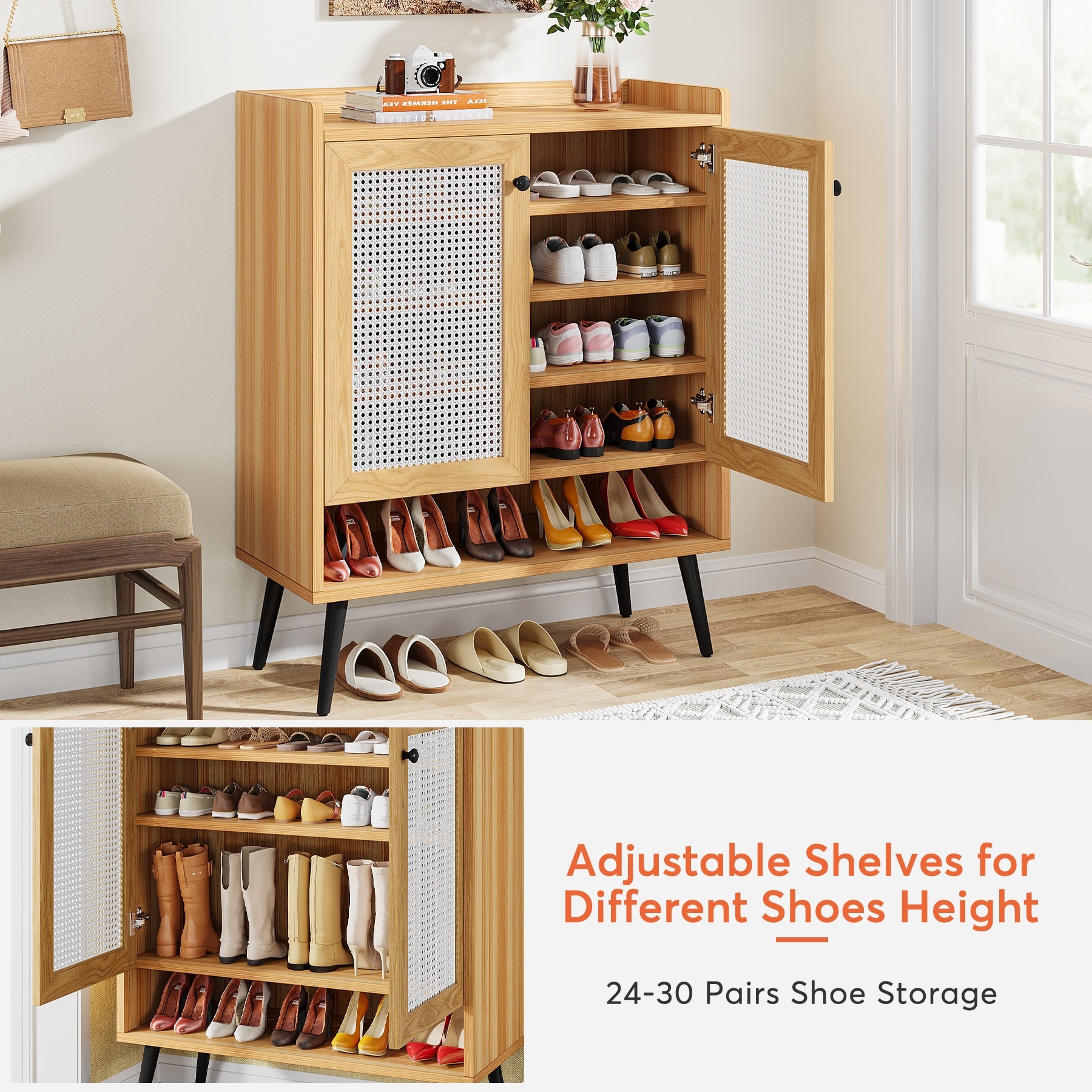30 pair wooden shoe rack store