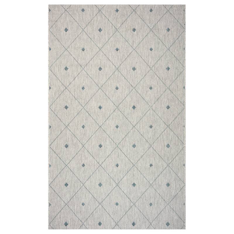 Sevita Sadie Contemporary Trellis Blue/Gray Durable Performance Indoor/Outdoor Area Rug