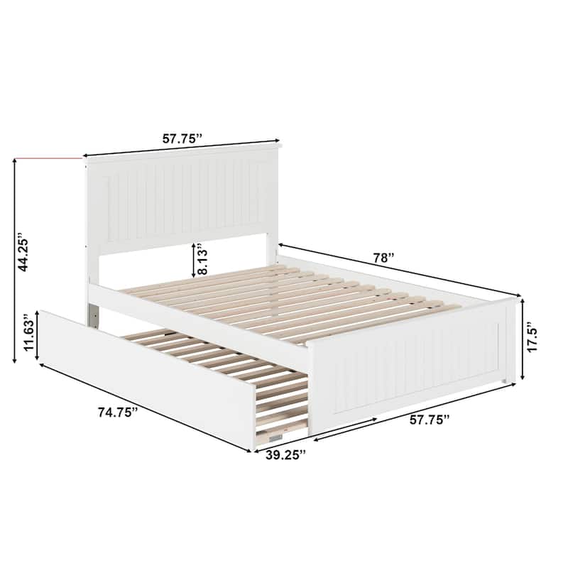 Nantucket Solid Wood Platform Bed with Matching Footboard & Twin Trundle