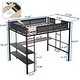 preview thumbnail 14 of 13, Black Full Size Metal Stell Loft Bed with Desk, Shelves, Noise-free Wood Slats and Comfortable Textilene Guardrail