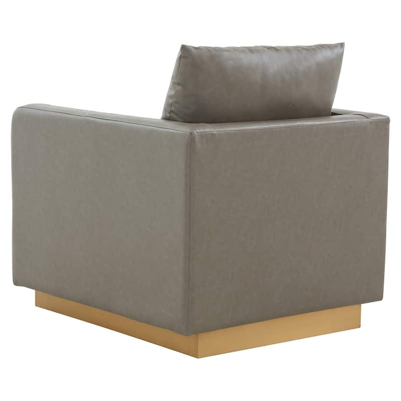 LeisureMod Nervo Modern Leather Accent Arm Chair With Gold Base - 32.75