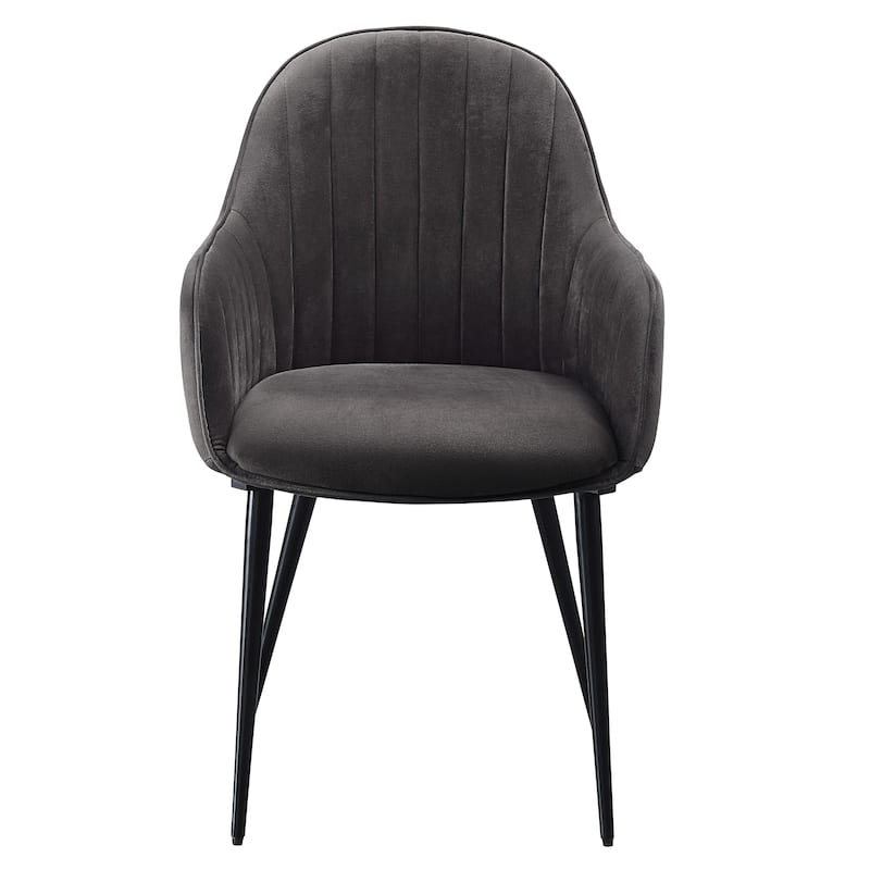 Lanholm Dark Grey and Black Tufted Back Dining Chairs (Set of 2)