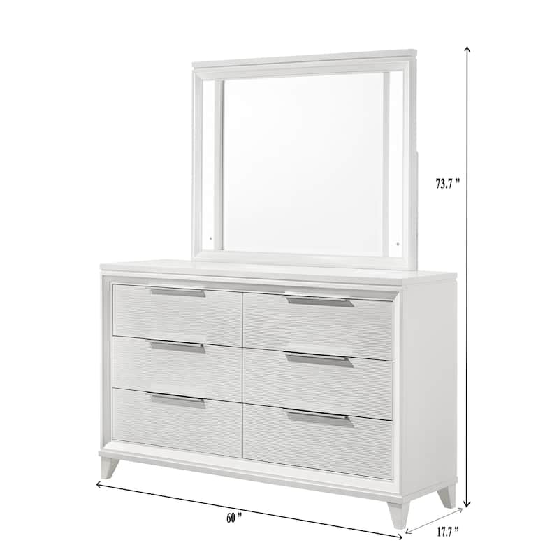 Etti White LED Upholstered Panel Bed