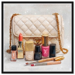 Purse Makeup Assortment Fashion Art Framed Canvas Print by Art Remedy ...