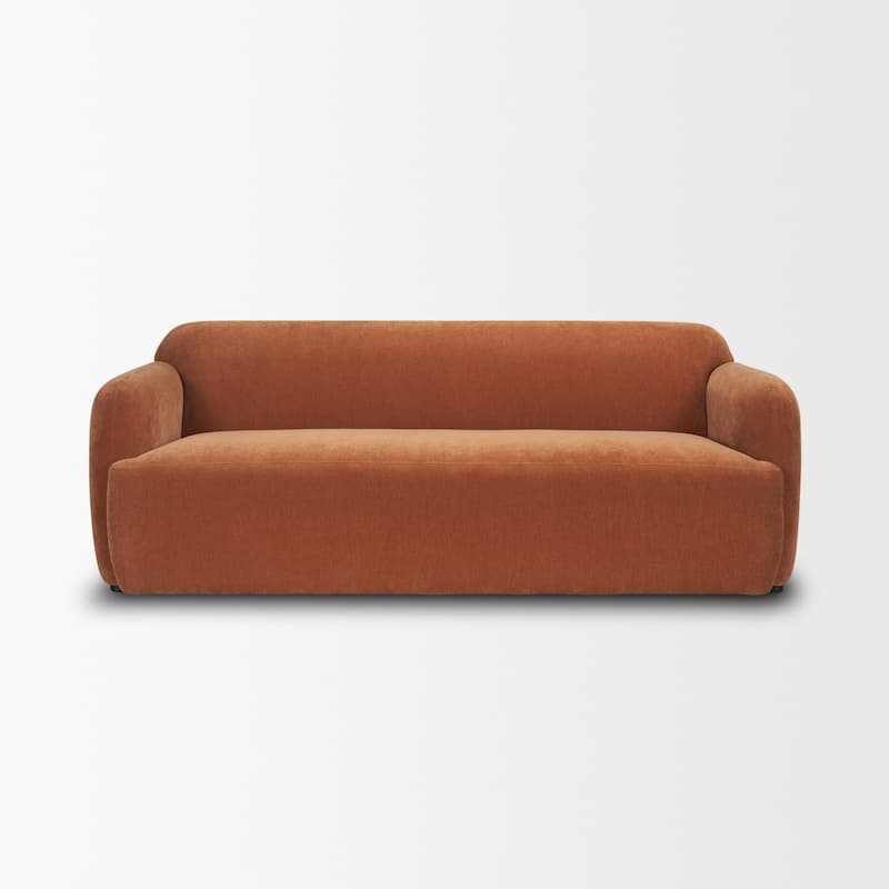 Saga Stonewashed Rust Chenille Fabric 3 Seater Sofa - 89.5L x 37.5W x 33.0H