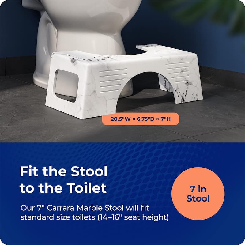 Squatty Potty Carrara Marble Toilet Stool, Gray, 7 Inch Height Poop Step Stool for Bathroom - Gray