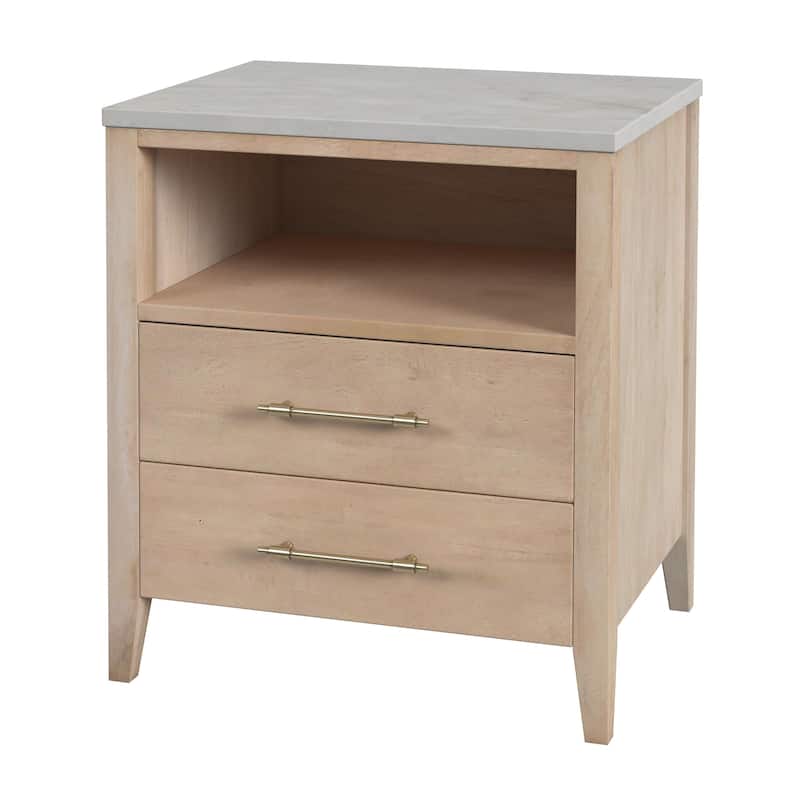 Mayfair 2 Drawer Wood and Marble Nightstand