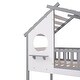 preview thumbnail 6 of 14, Twin over Twin Size Solid Wood Bunk Bed Wood Bed with Roof, Window, Ladder