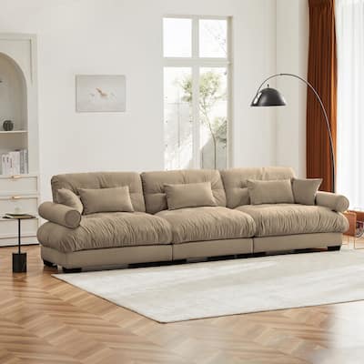 Luxurious Oversize Velvet Sofa with Multiple Pillows for Supreme Comfort