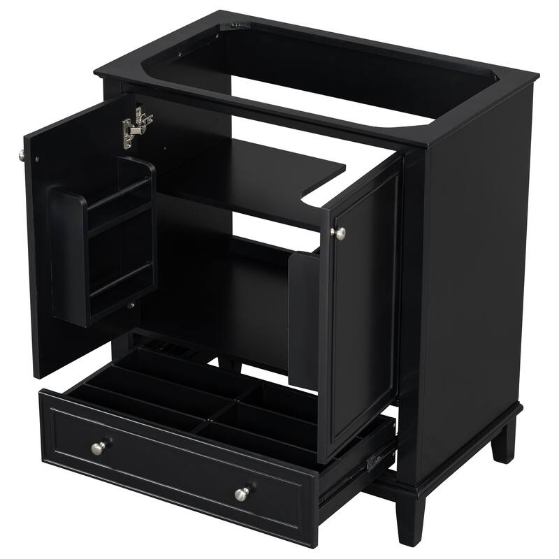30" Bathroom Vanity without Sink, Base Only,Multi-functional Bathroom Cabinet with Doors and Drawer,Solid Frame and MDF Board - Black